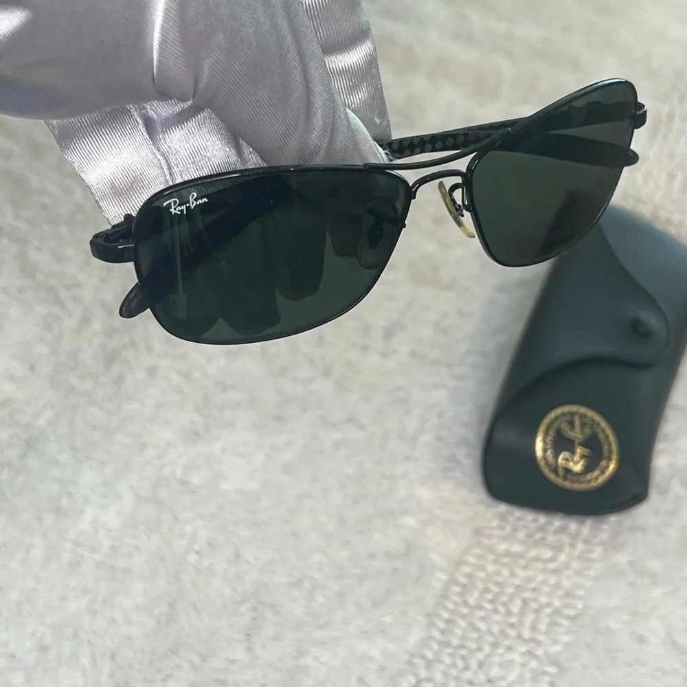 Ray-Ban RB8302 Carbon Fiber Sunglasses Black Frame Green Lenses Made in Italy - Picture 7 of 11